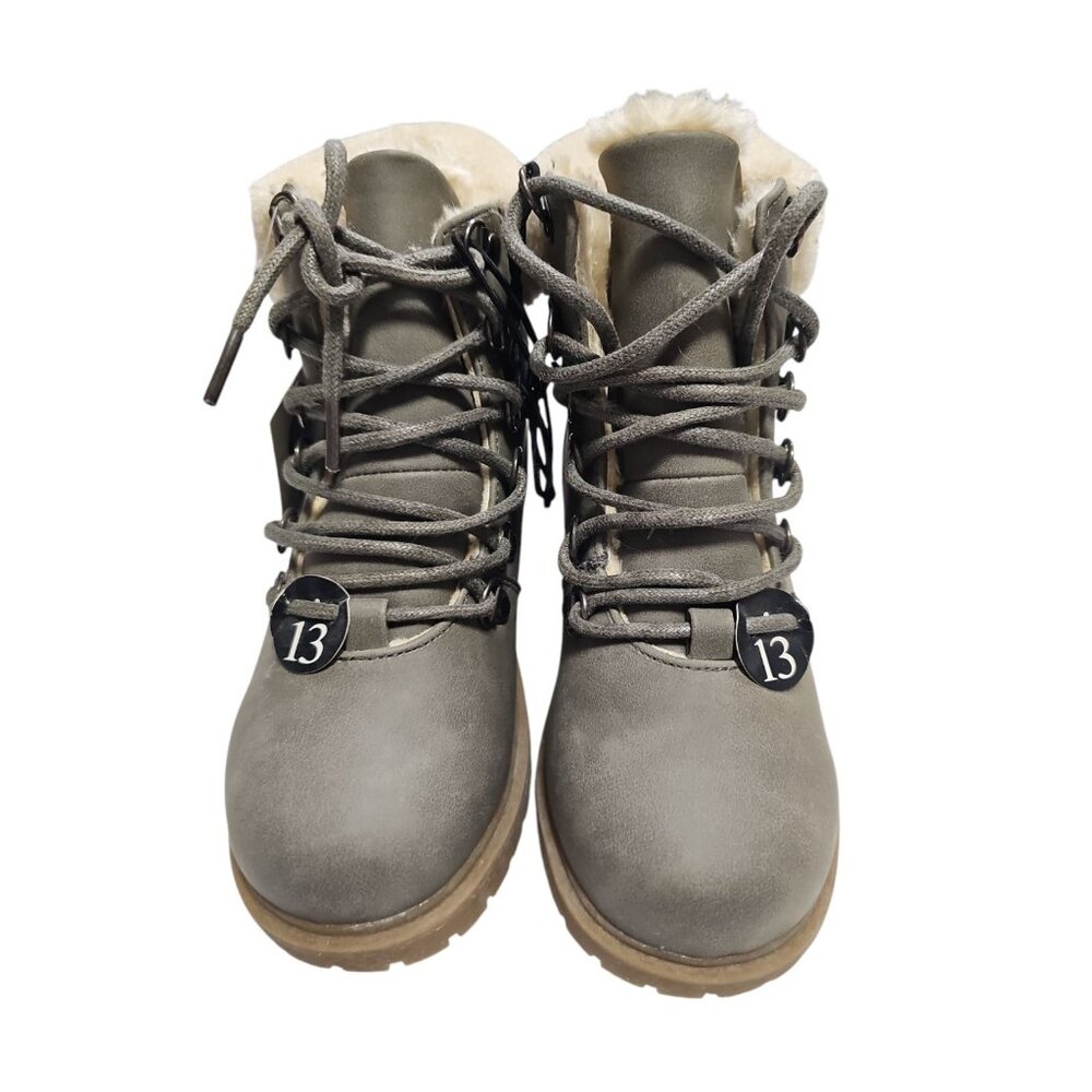 George Girls Grey Side Zipper Lace Up Boots NEW Winter Boots Size 13